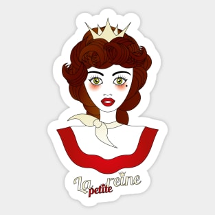 Little queen with French designation "la petite reine" - beautiful girl illustration Sticker